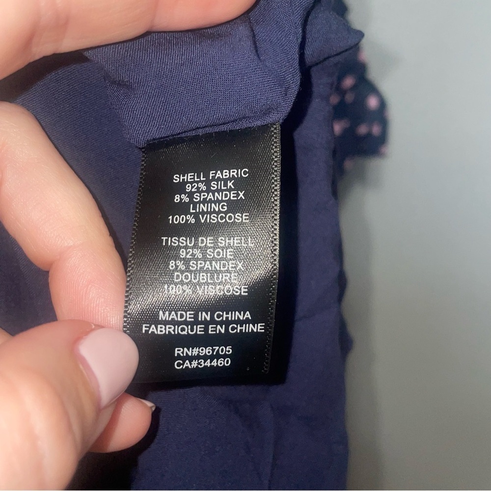 Rebecca Taylor Navy Blue and Pink Polka Dot Ikat Layered Tank Dress Size 4 - Picture 7 of 7
